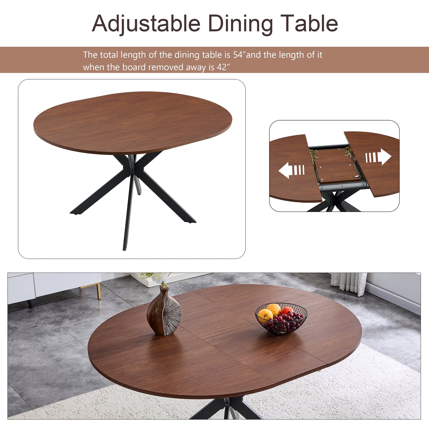 Extendable Round Dining Table (43" to 54")