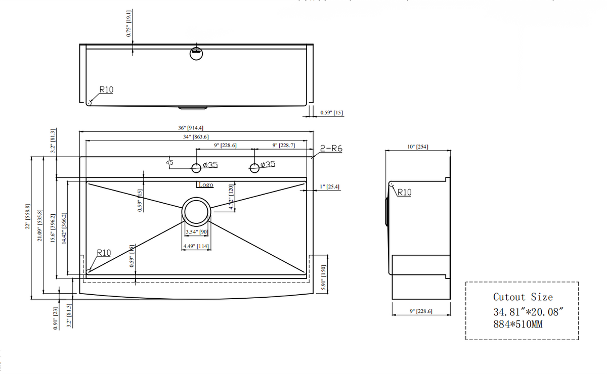 36-Inch Drop-In Farmhouse Sink Workstation