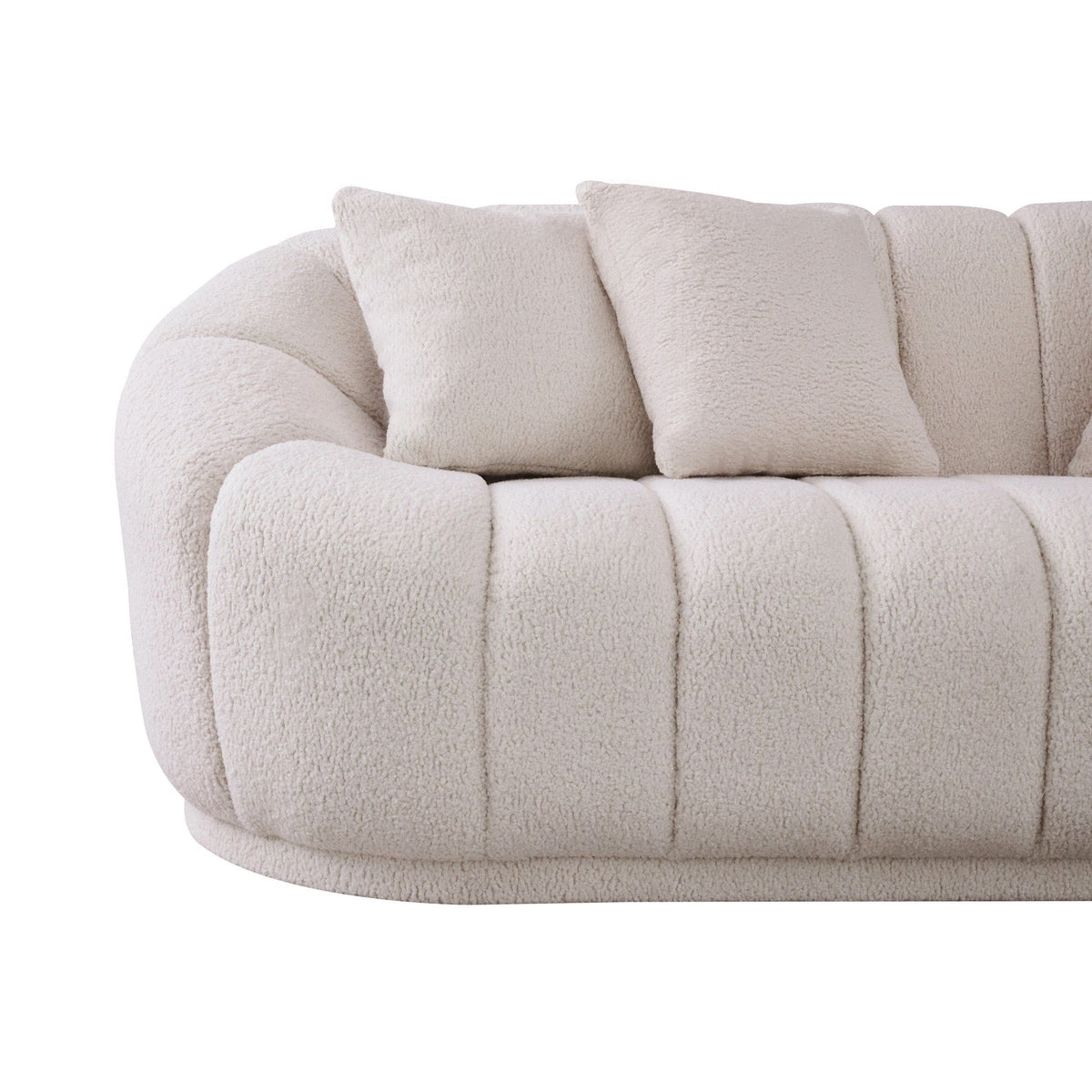 Maximilian - Modern Japandi Style Tight Back Boucle Couches - view 7