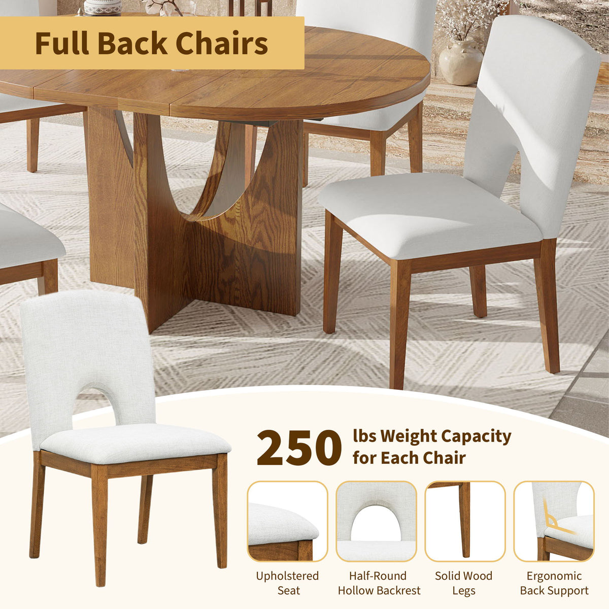 Topmax - 5 Piece Modern Extendable Round Dining Table Set With Removable Leaf For Small Places - view 13
