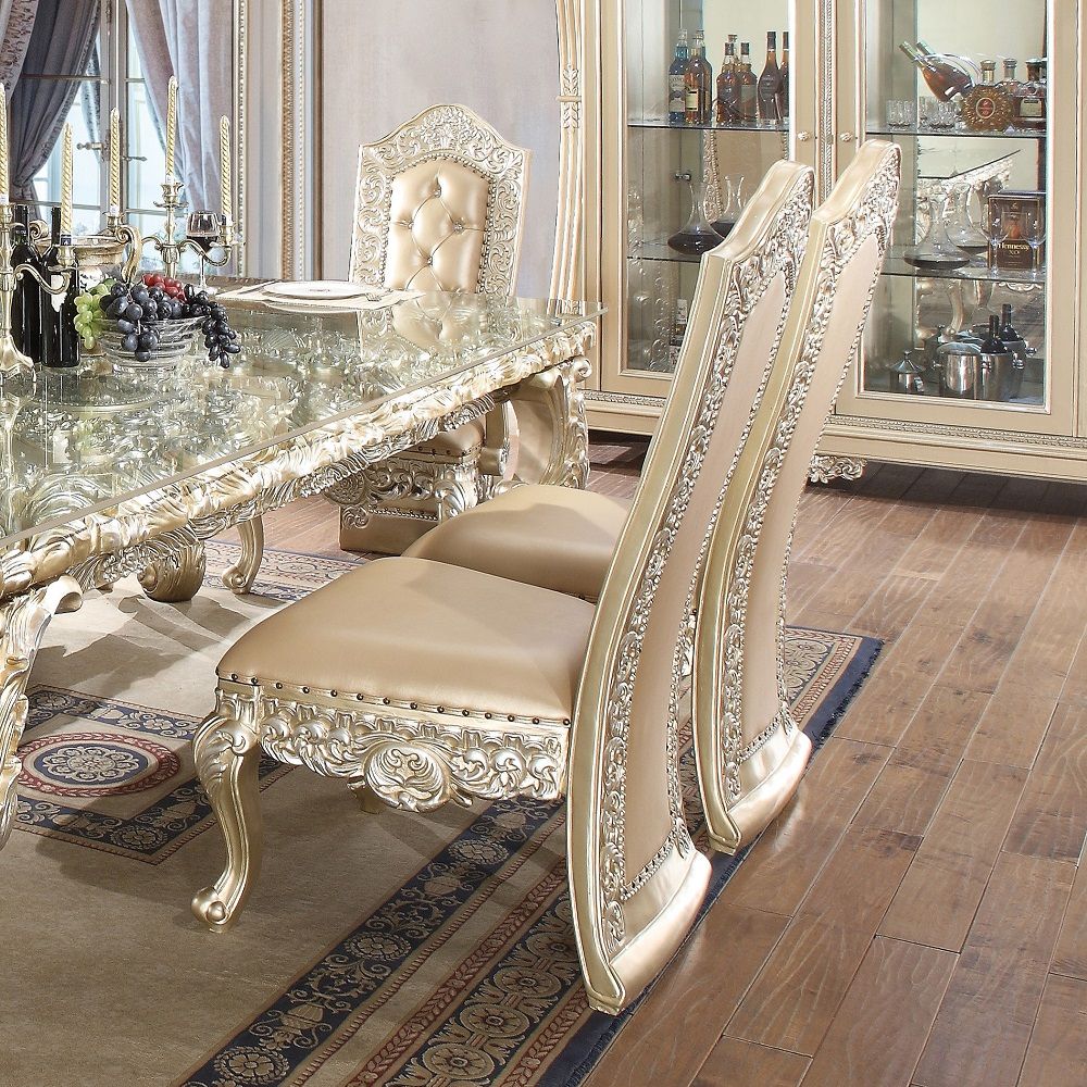 Vatican - Side Chair (Set of 2) - Synthetic Leather & Champagne Silver