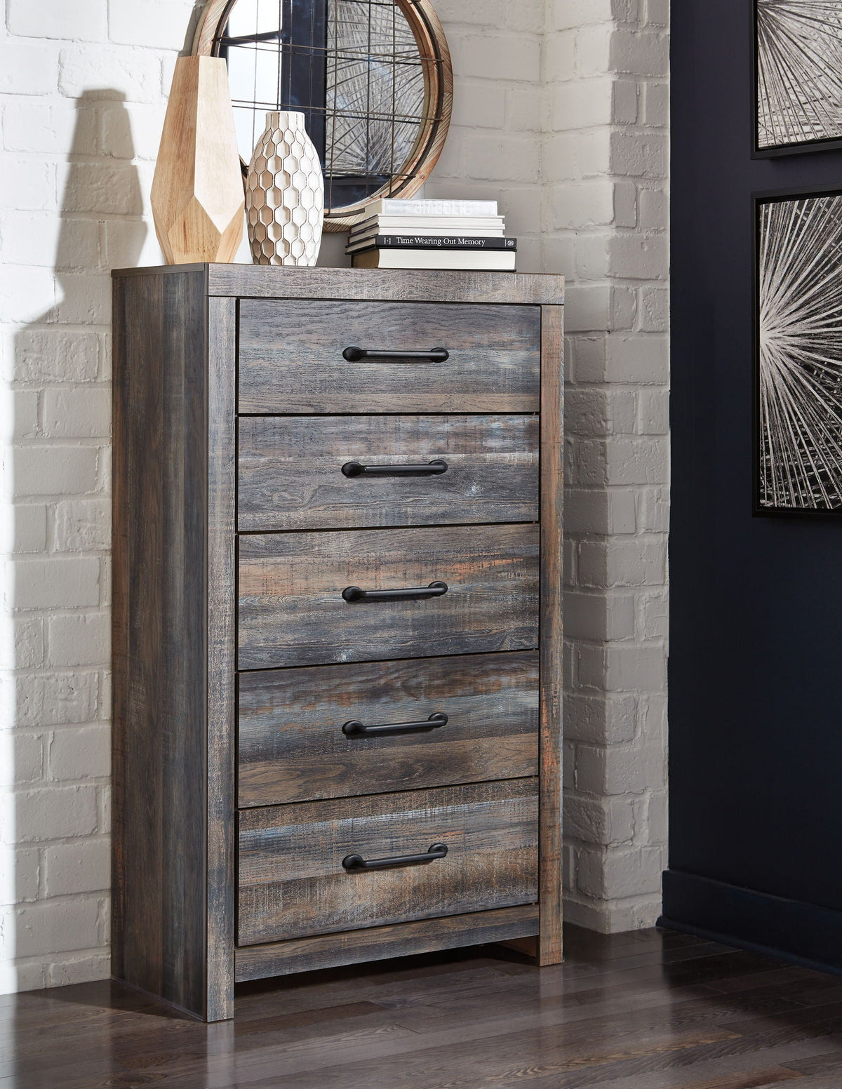 Drystan - Five Drawer Chest - Brown / Beige