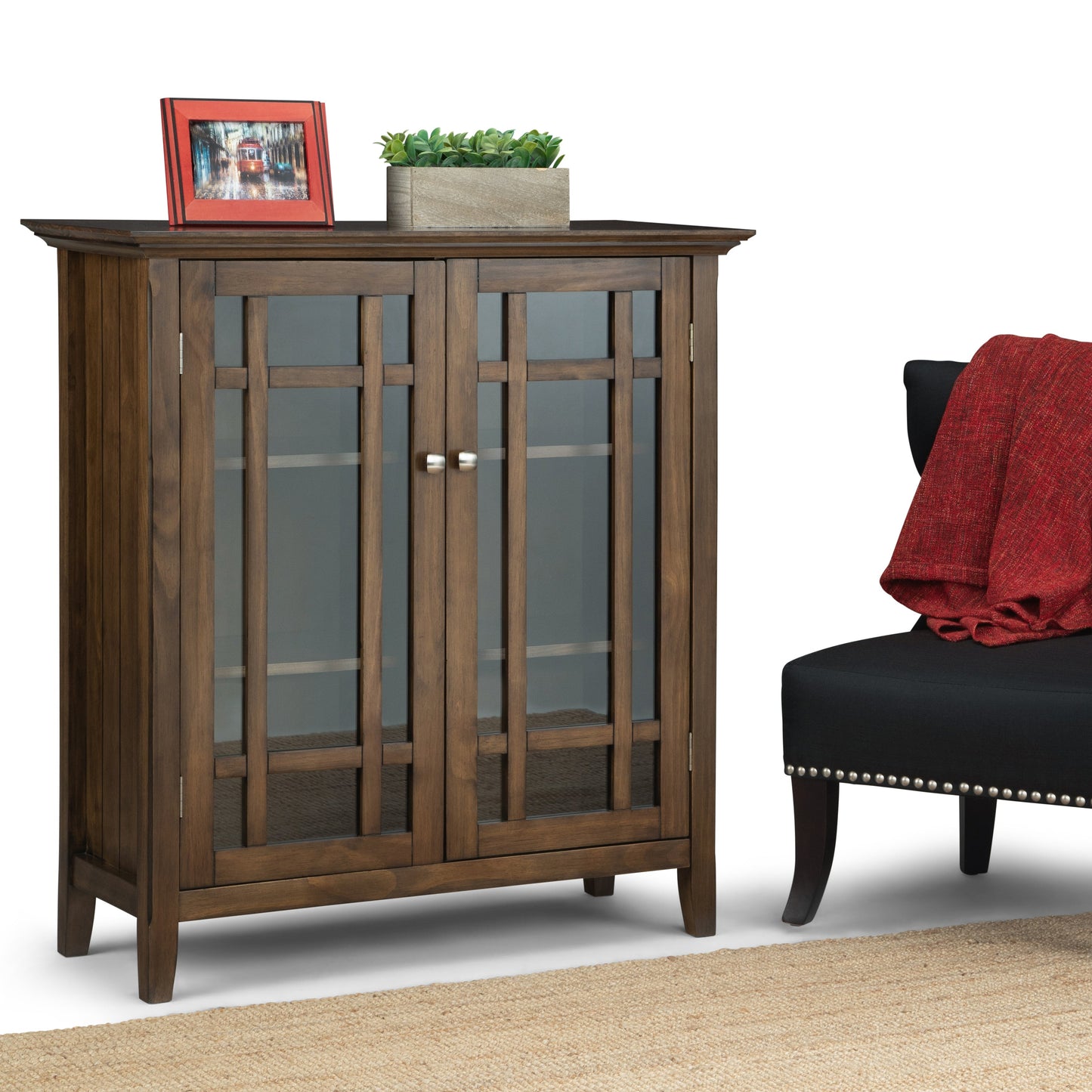 Bedford 39 Inch Wide Solid Wood Medium Storage Cabinet in Rustic