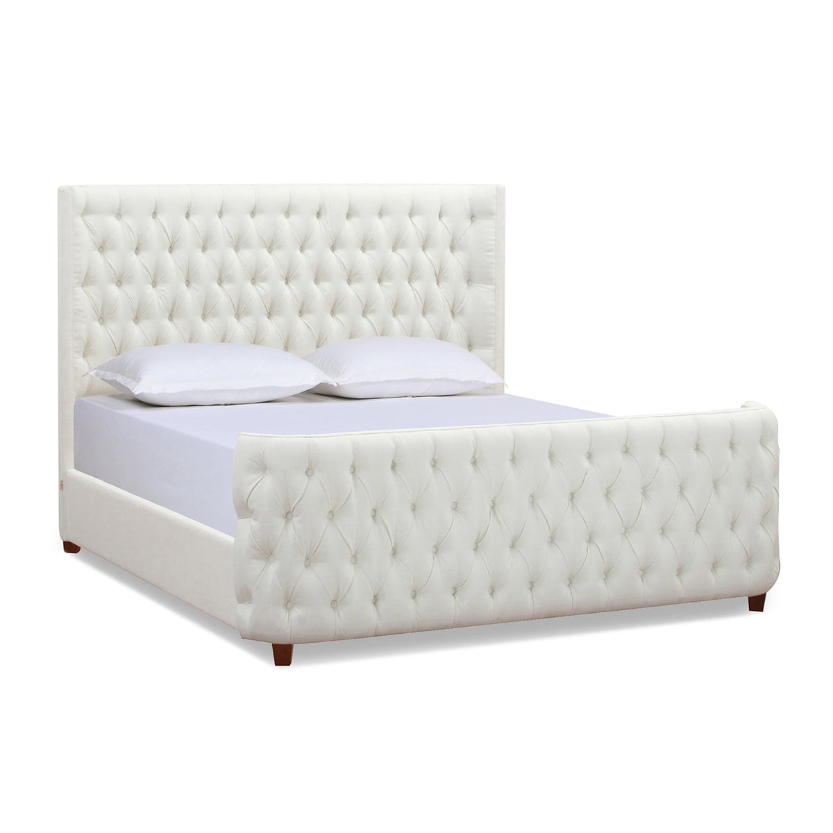 Brooklyn King Tufted Panel Bed Headboard and Footboard Set, Antique
