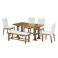 Topmax - 6 Piece Farmhouse Extendable Dining Table Set Trestle Kitchen Table Set With Removable Leaf And - view 2