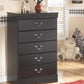 Huey Vineyard - Five Drawer Chest - Black