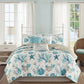 6 Piece Cotton Sateen Quilt Set with Throw Pillows Aqua - King/Cal King