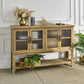 59.06" Rectangle Accent Glass Door Wooden Sideboard Cabinet