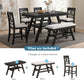 TOPMAX 6-Piece Wood Counter Height Dining Table Set with Storage Shelf