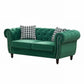 Chesterfield Fabric Sofa With Roll Armrest And Nailhead, Mid Century 2 Seater Couch - view 2