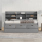 Twin Size Wooden Captain Bed with Built-in Bookshelves