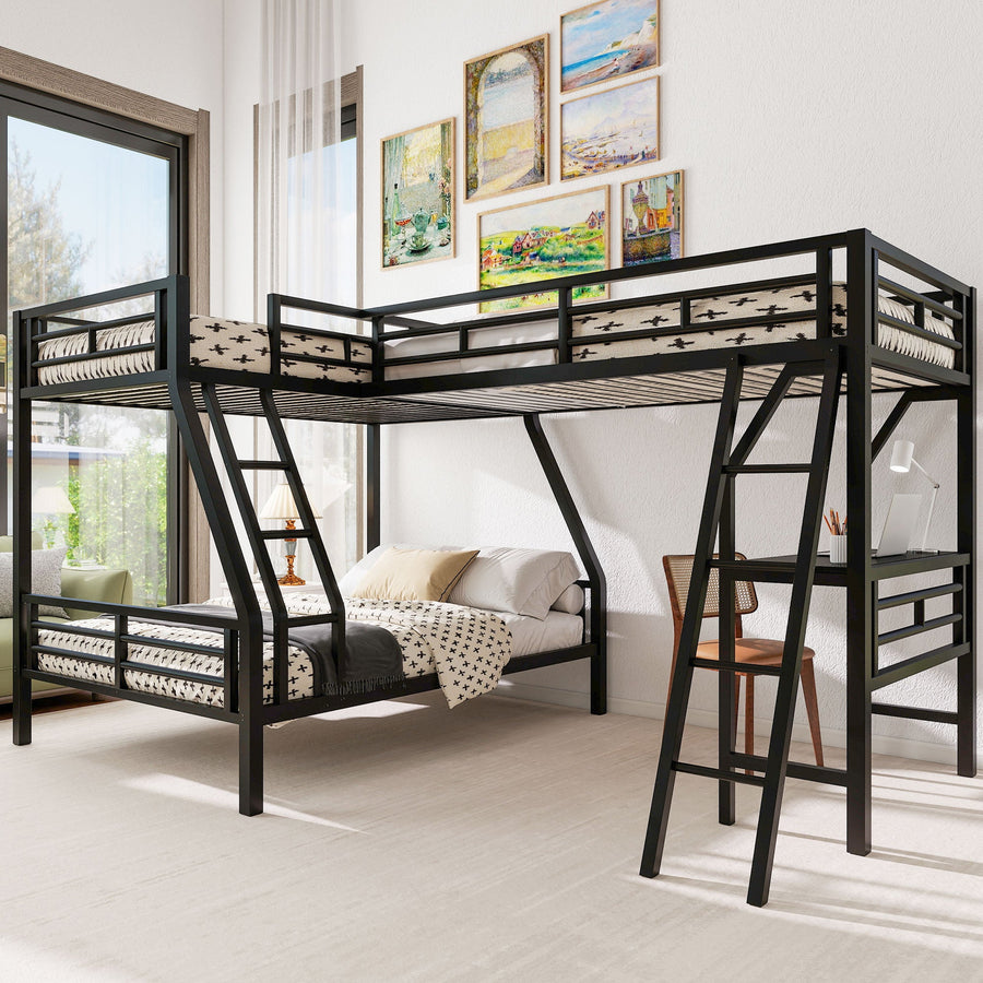 Twin over Full Bunk Bed with Loft Bed and Desk