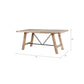 Rustic Dining Table with Metal Support in Natural Pine Wood Finish