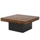 35.4 Inches Farmhouse Square LED Coffee Table – Rustic