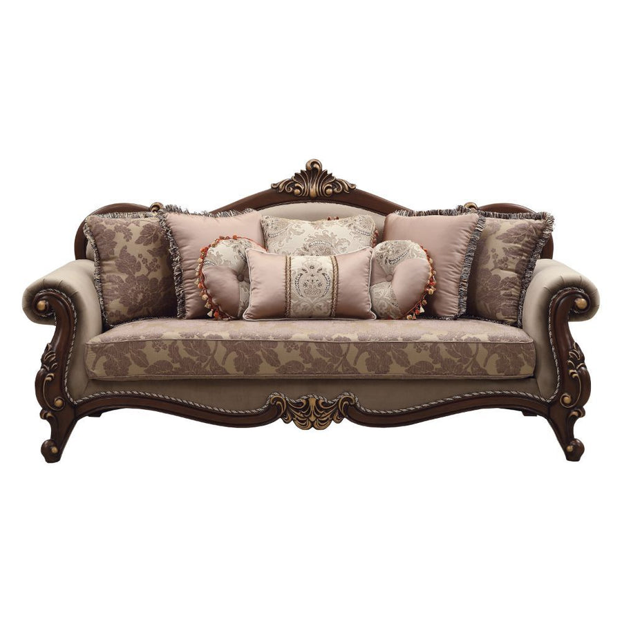 Mehadi - Sofa With 8 Pillows - Velvet & Walnut