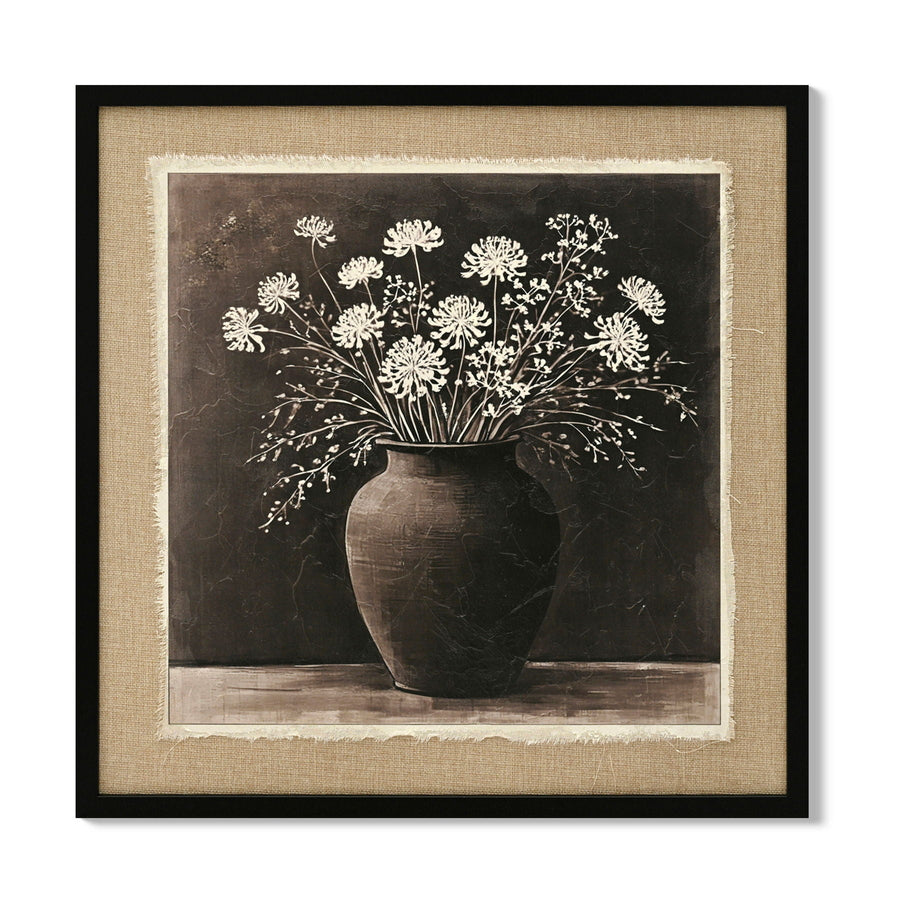 Artistic Path Abstract Flower Bouquet Wall Art with Texture Highlights - Ancient White