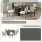 Dining Table Set With 6 Upholstered Chairs, Rectangular Table With Cutout Legs - view 3