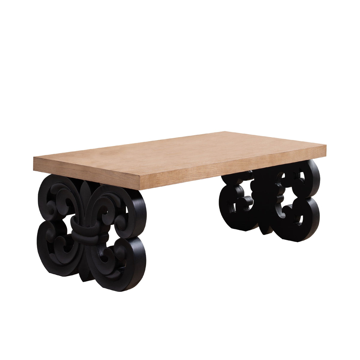 Black Scroll Base Coffee Table