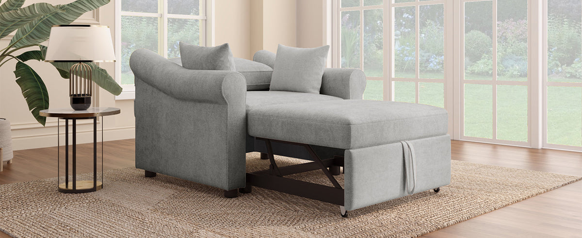 Chenille Convertible Sleeper Chair with Adjustable Backrest