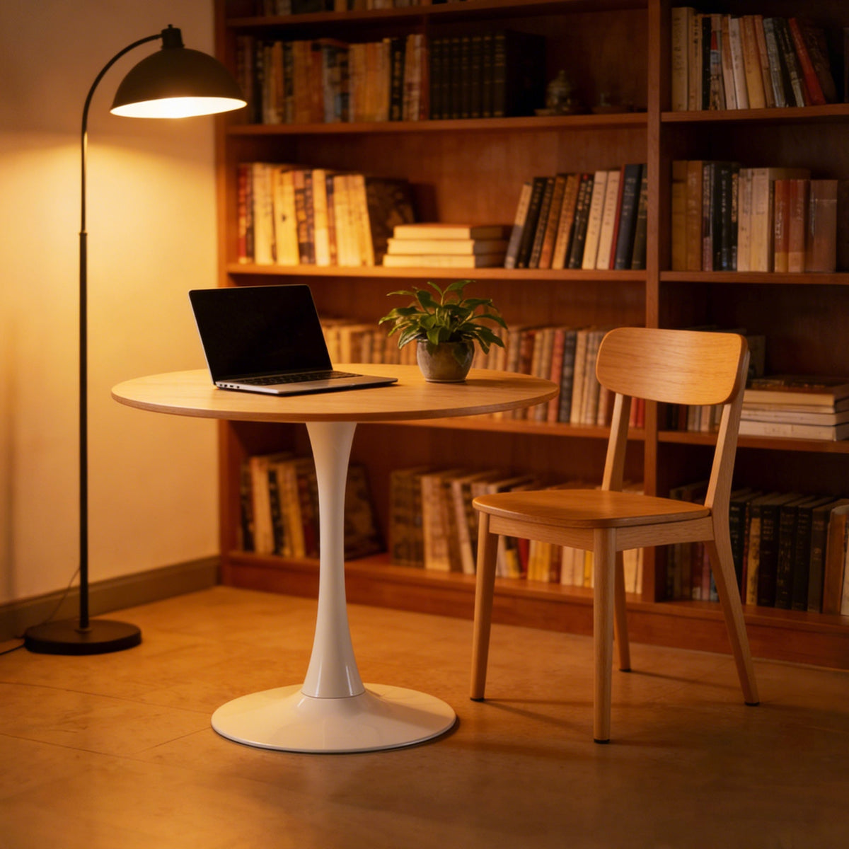 31.5" Oak Color Top Tulip Table