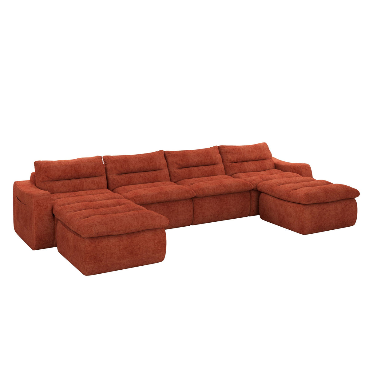 Modern L Shaped Modular Beanbag Sofa, Comfortable Lazy Style, Compression Sponge And Cloth - view 2