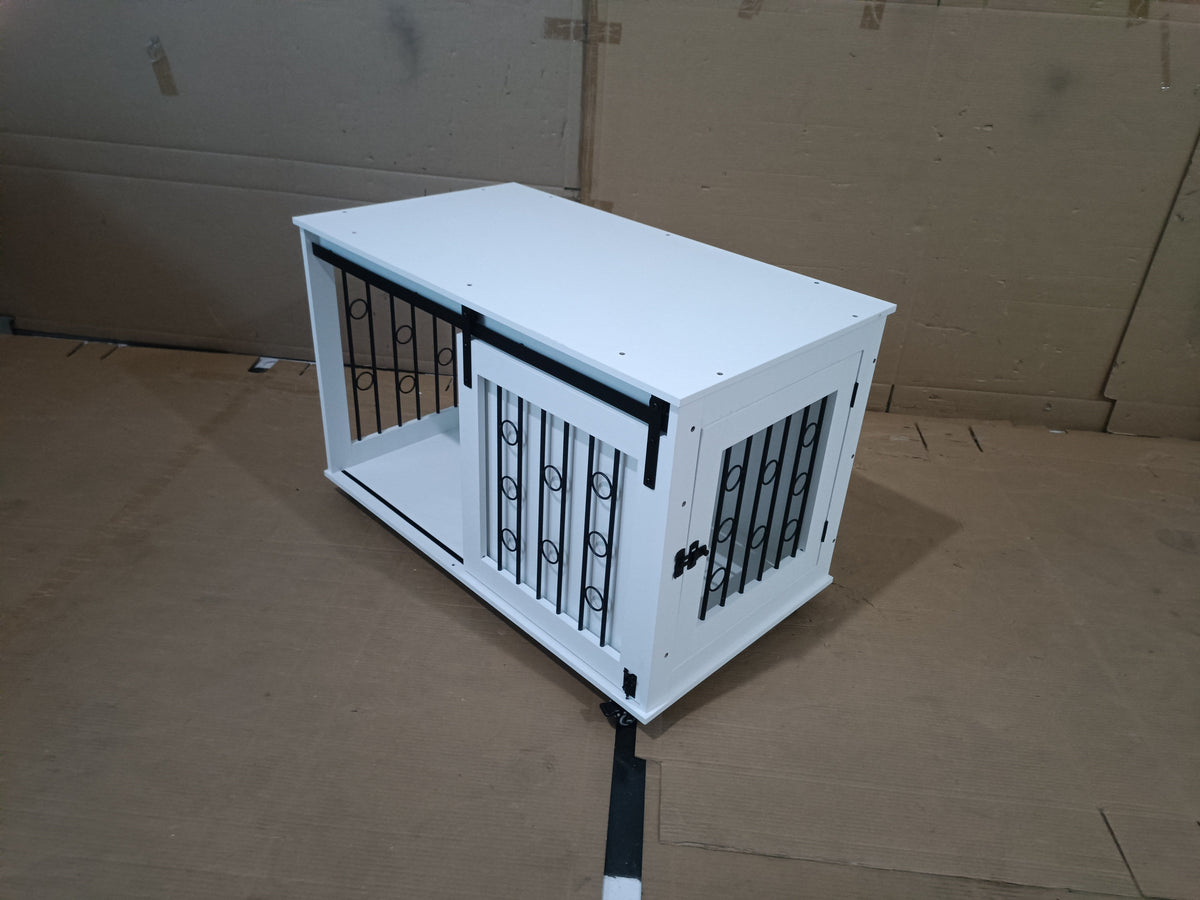 Modern Wooden Dog Crate Furniture with Sliding Barn Door