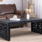 47.2" Solid Black Carved Wood Coffee Table
