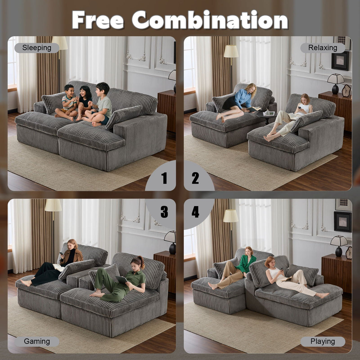 Double Chaise Lounge Chair, Oversized Upholstered Sleeper Cloud Couch - view 5