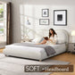 Queen Size Upholstered Platform Bed Frame with Rounded Corners Curved Headboard