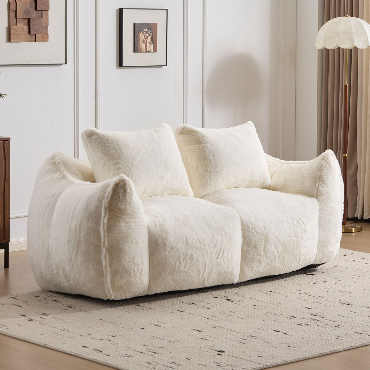 Giant Bean Bag Couch, Ultra Soft Fluffy Loveseat For Living Room - view 10
