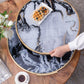 S/2 Round Decorative Tray with Abstract Marbled Design