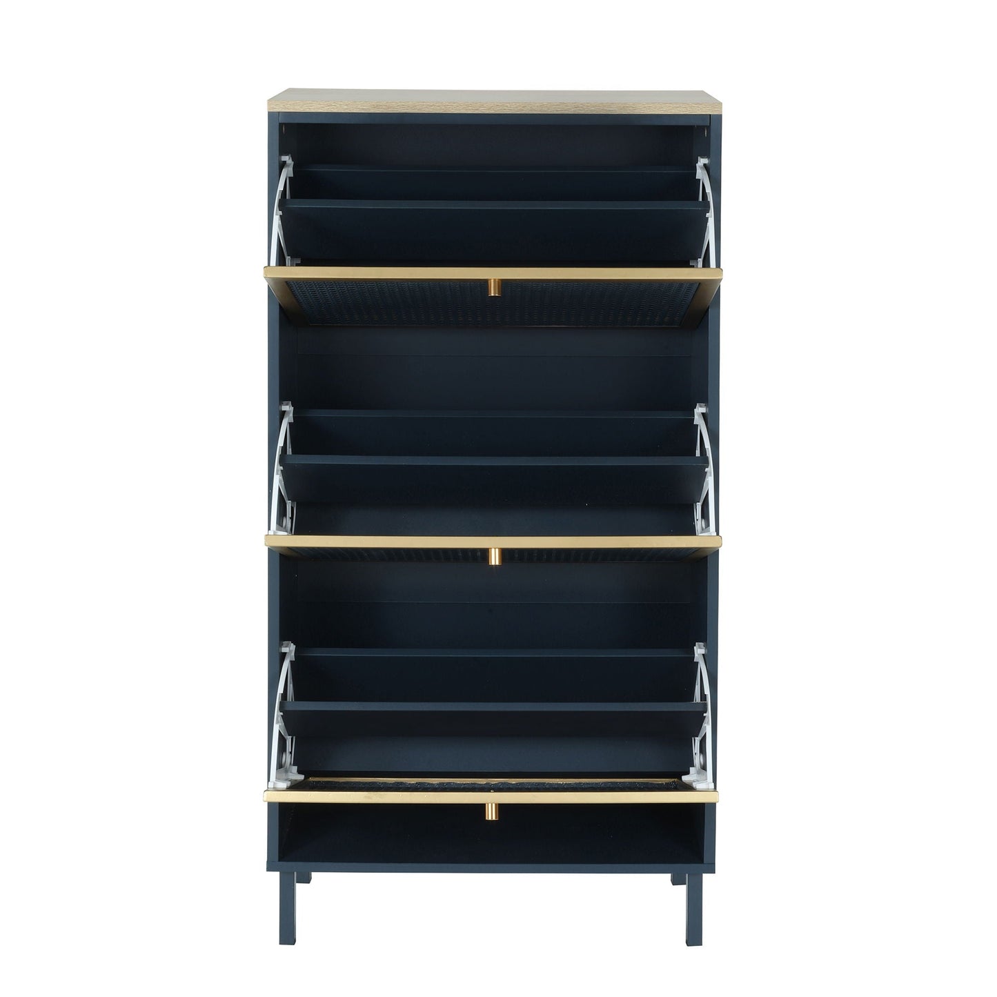 Modern Rattan 3 Door Shoe Rack Cabinet for Entryway