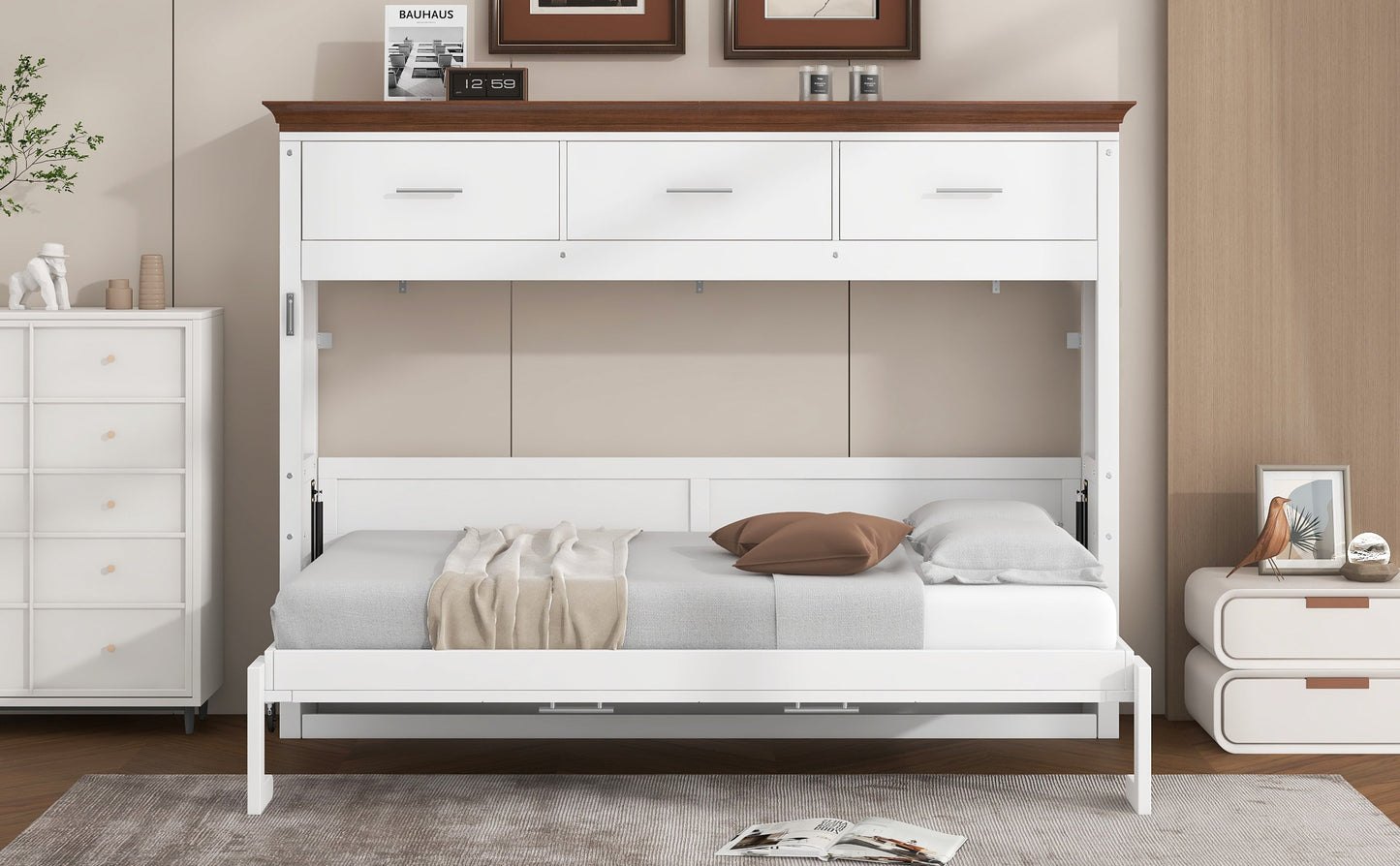 Twin Size Murphy Bed with 3 Drawers