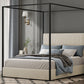 Modern Luxury Metal Canopy Bed with Tall Corduroy Upholstered Headboard