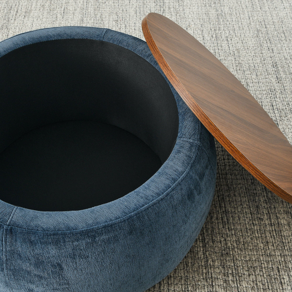 Round Storage Ottoman, 2 In 1 Function, End Table And Ottoman - view 6
