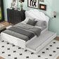 Full Size Wood Platform Bed with Headboard and Twin Size Trundle