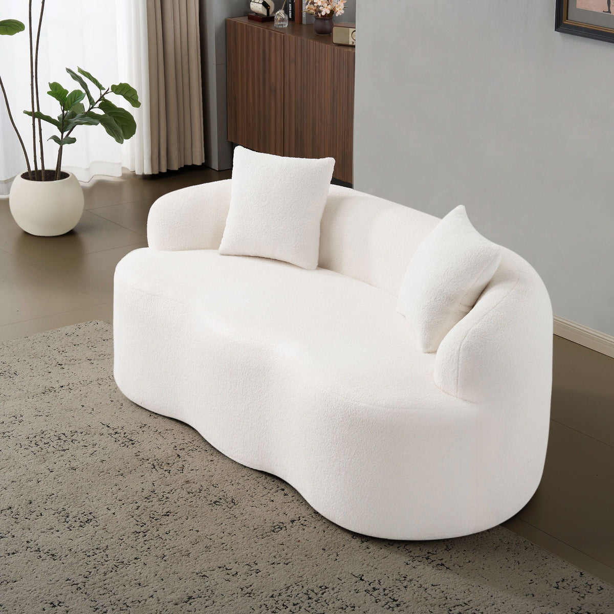 Curved Loveseat Sofa With Round Armrest - view 2