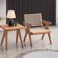 Natural Wood Armchair and Matching Square End Table, 2-Piece Living Room Set