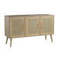 Natural Brown Media Center with Rattan Doors