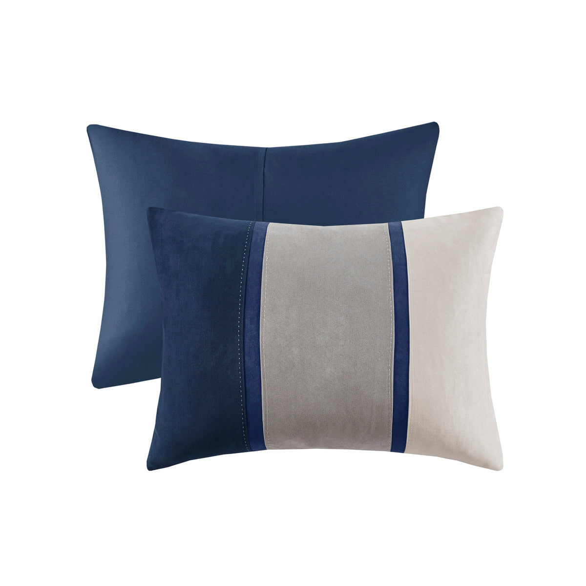 7 Piece Faux Suede Comforter Set Blue California King