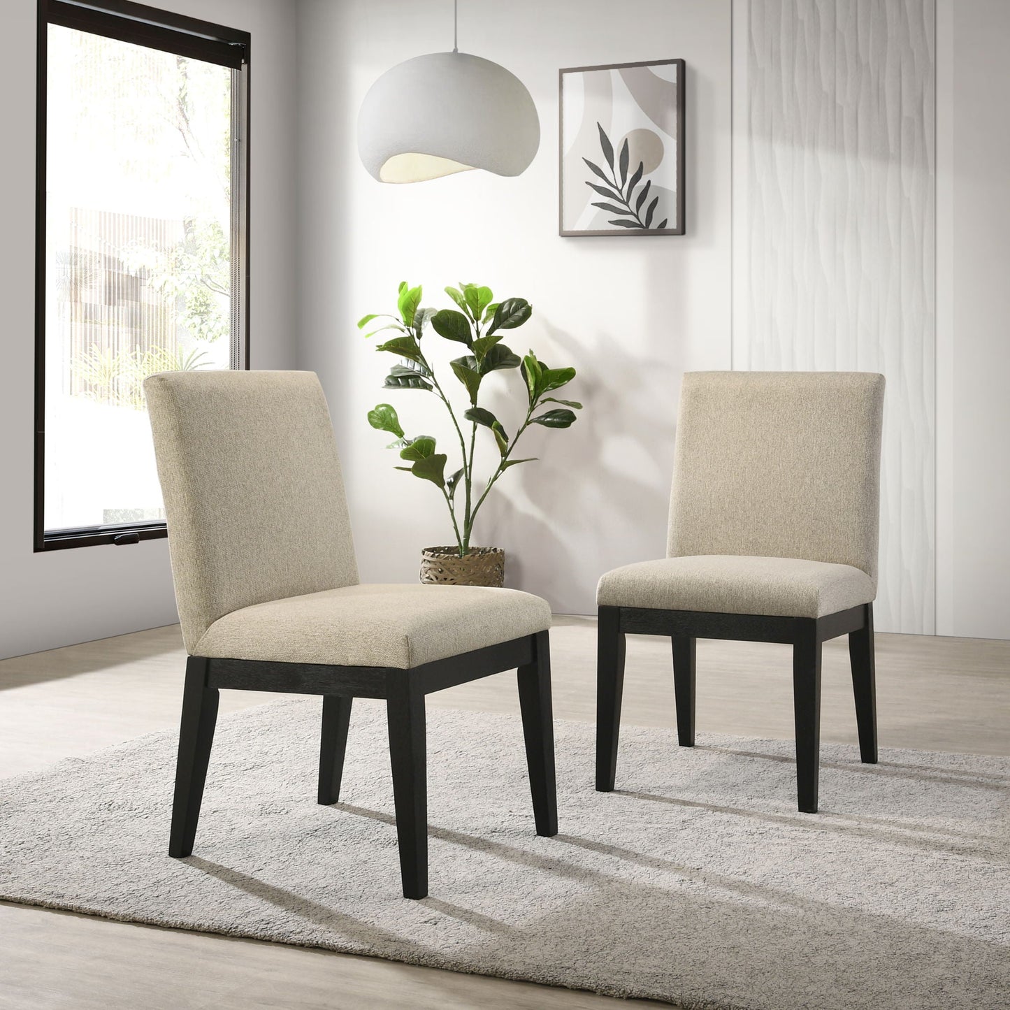 Rocco Solid Wood Beige Dining Chairs Set