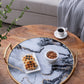 S/2 Round Decorative Tray with Abstract Marbled Design