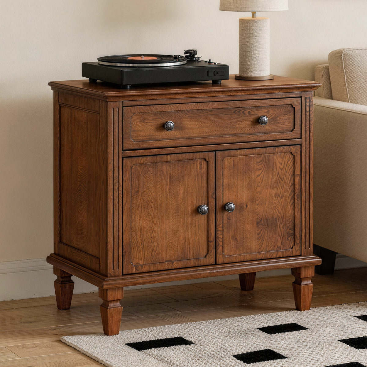 Farmhouse Nightstand with Charging Station