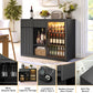 51.2" Modern Fluted Bar Cabinet with Fridge Compartment