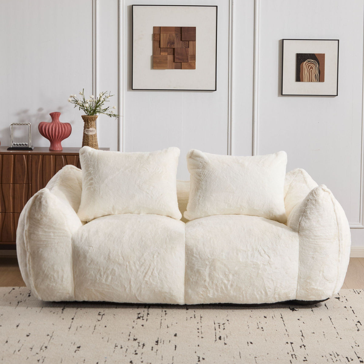 Giant Bean Bag Couch, Ultra Soft Fluffy Loveseat For Living Room - view 13