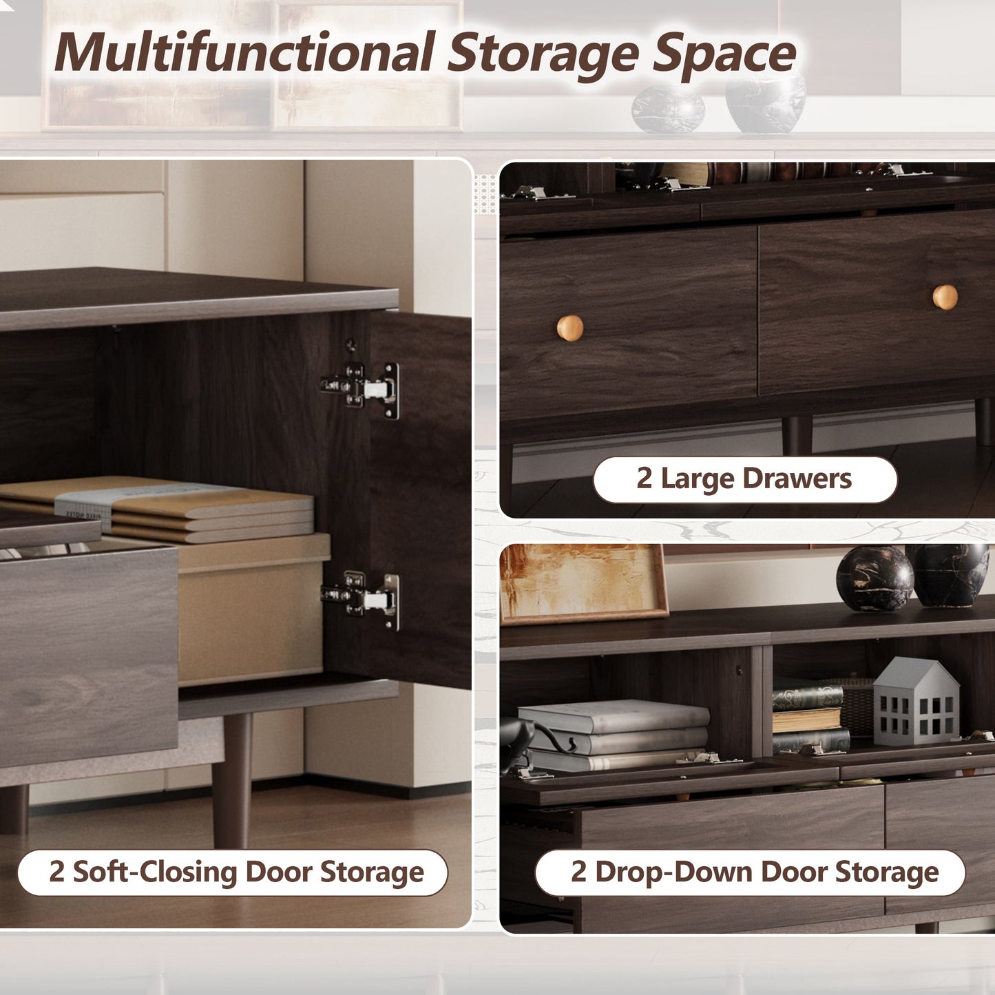 76" TV Stand with Drawers for Modern Living