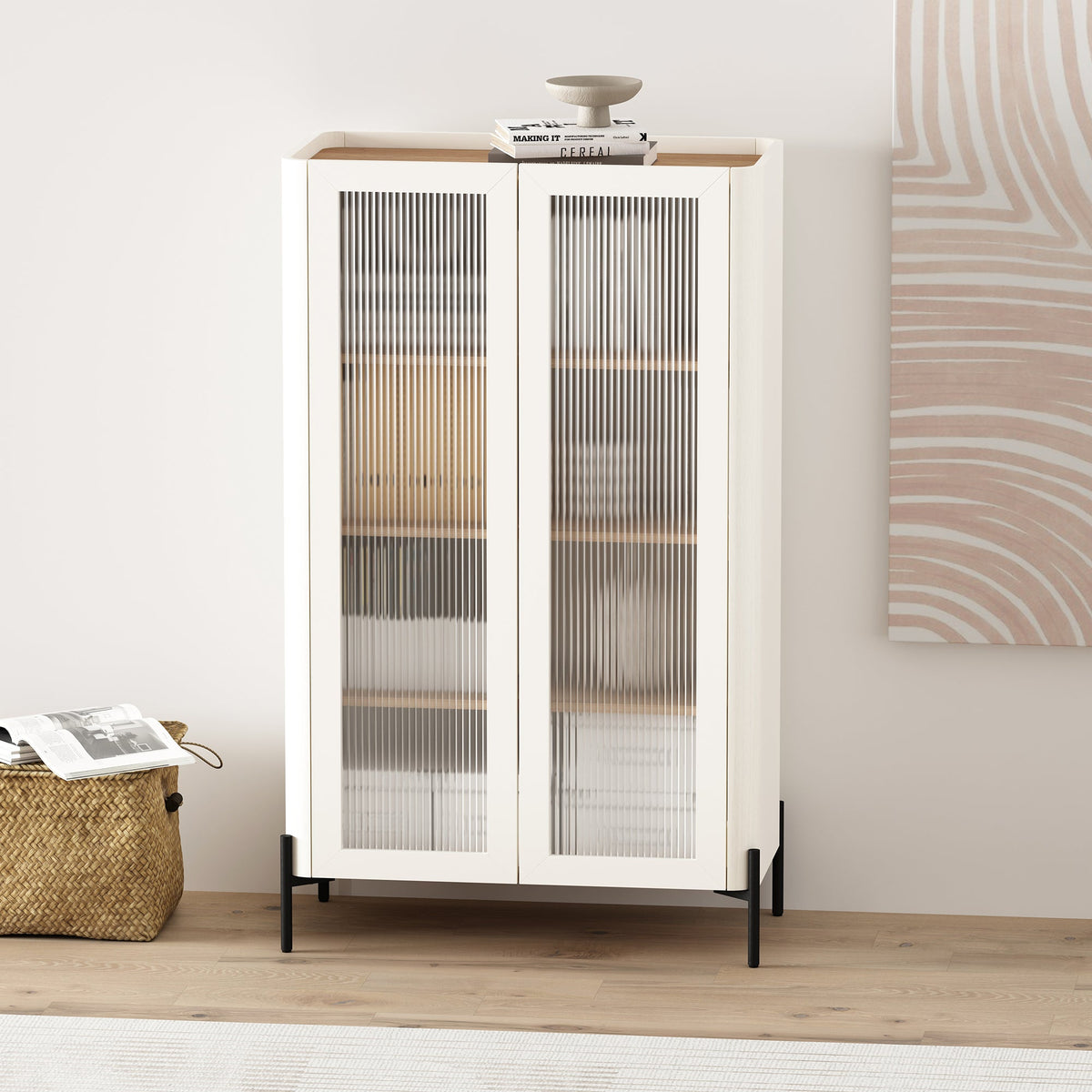Abbey 32" Tempered Glass Bookcase Cabinet