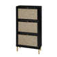 Modern Rattan 3 Door Shoe Rack Cabinet for Entryway