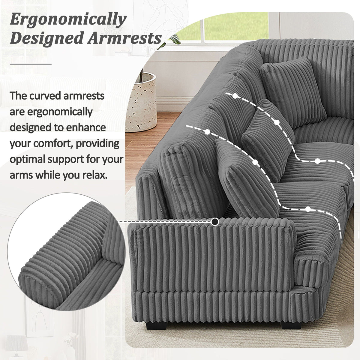 Oversized Sectional Sofa U - Shaped Sofa Couch Modern Sofa Upholstered In Soft With A Chaise Lounge For - view 4