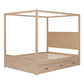 Queen Size Canopy Bed with Trundle and Storage